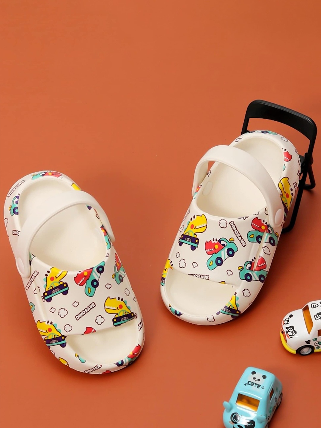 

Yellow Bee Boys Printed Rubber Clogs, Off white