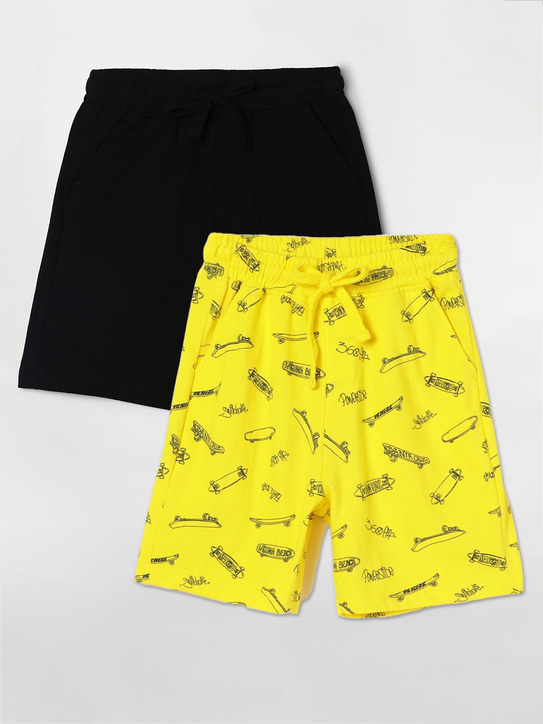 

Fame Forever by Lifestyle Boys Pack Of 2 Printed Cotton Mid-Rise Shorts, Yellow