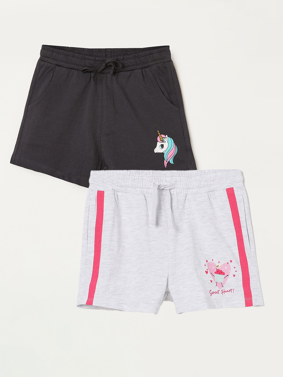 

Fame Forever by Lifestyle Pack Of 2 Girls Cotton Shorts, Grey