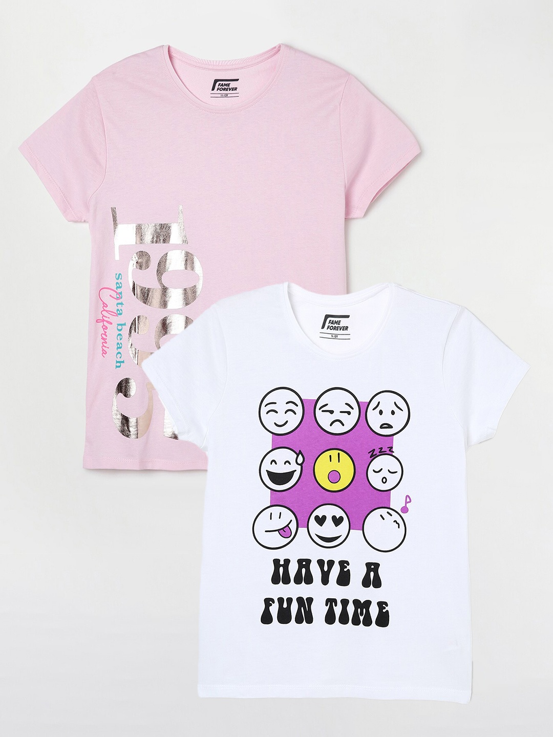 

Fame Forever by Lifestyle Pack Of 2 Girls Printed Cotton T-Shirt, White