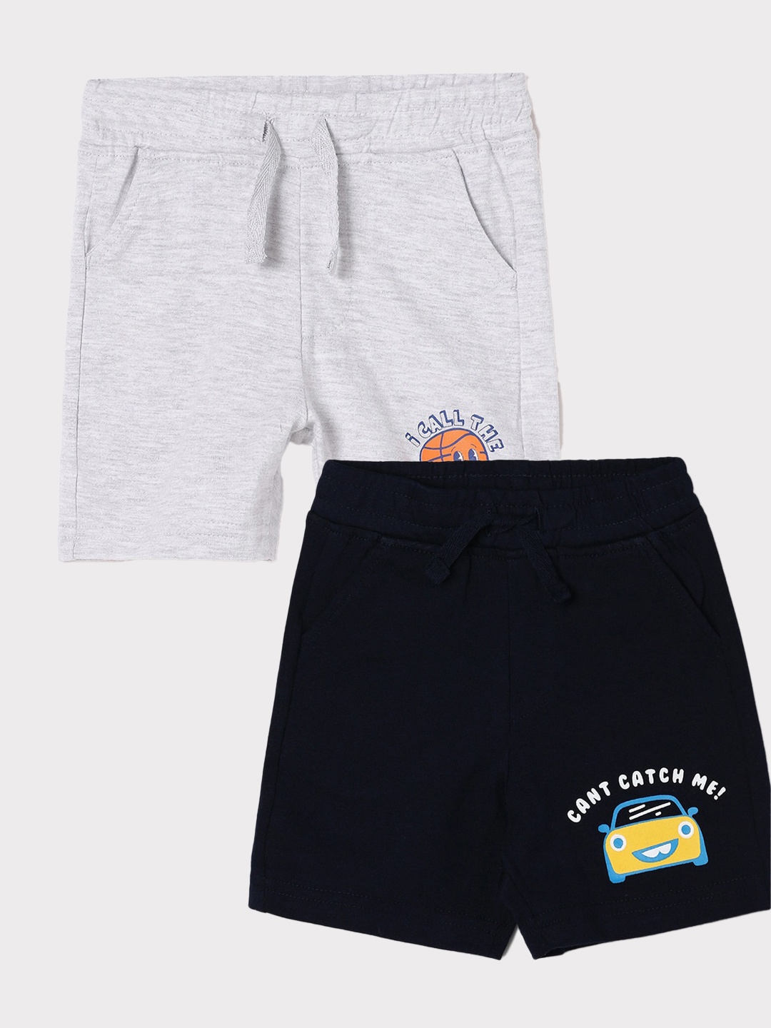 

Juniors by Lifestyle Pack Of 2 Boys Cotton Shorts, Grey melange
