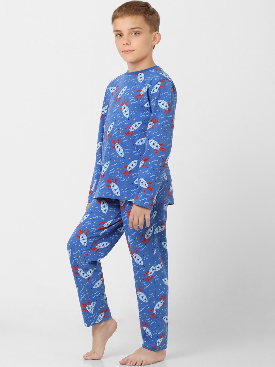 

Jack & Jones Junior Boys Graphic Printed Night suit, Blue
