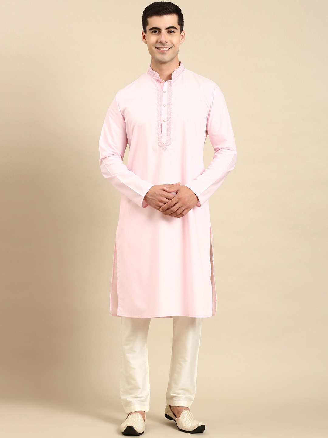 

TheEthnic.Co Pure Cotton Kurta With Trousers, Pink