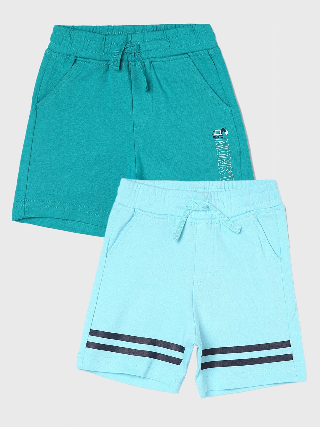 

Juniors by Lifestyle Boys Pack Of 2 Mid-Rise Cotton Shorts, Turquoise blue