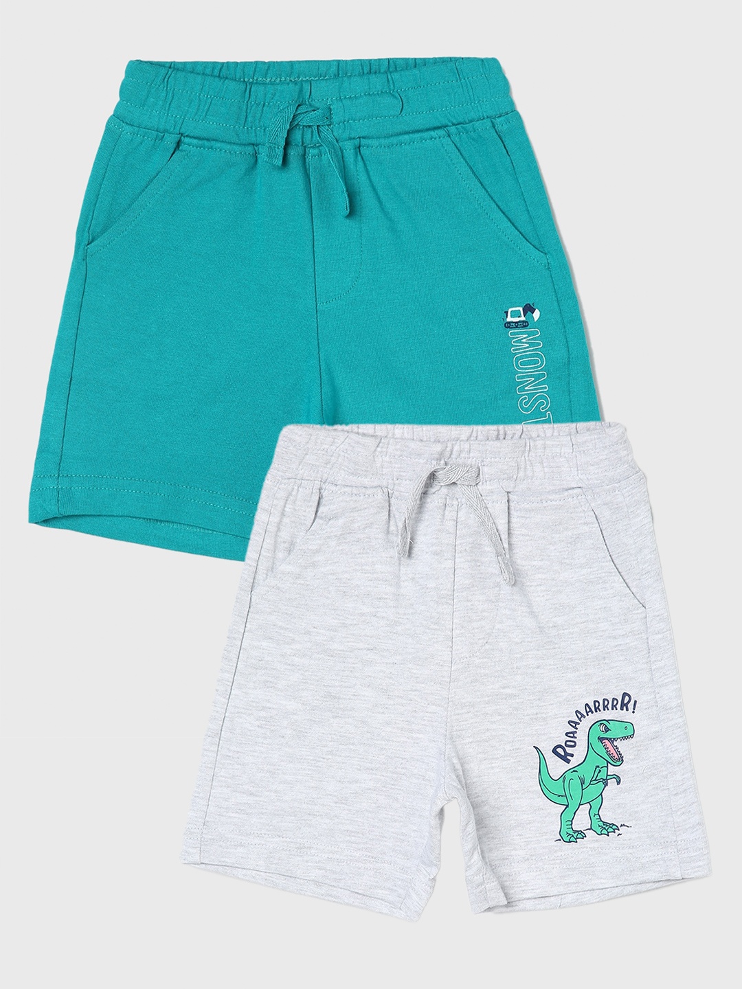 

Juniors by Lifestyle Boys Pack Of 2 Mid-Rise Cotton Shorts, Grey