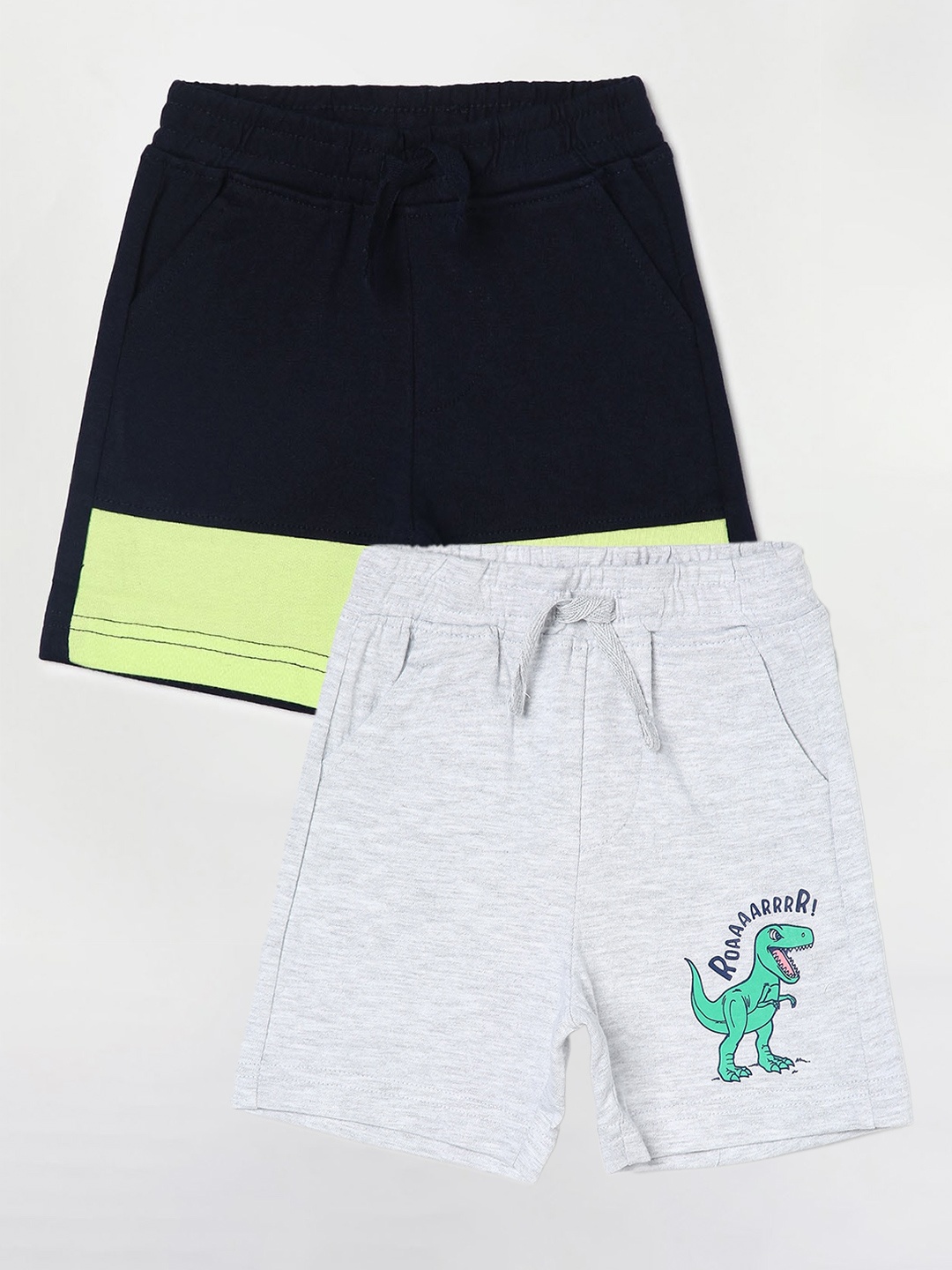 

Juniors by Lifestyle Boys Pack Of 2 Mid-Rise Cotton Shorts, Grey