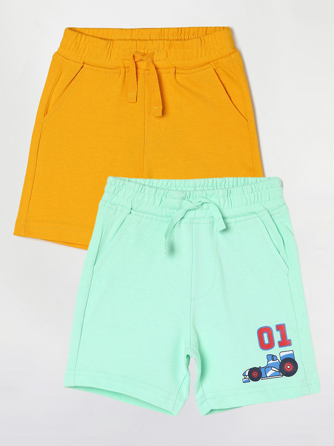 

Juniors by Lifestyle Boys Pack Of 2 Mid-Rise Cotton Shorts, Sea green