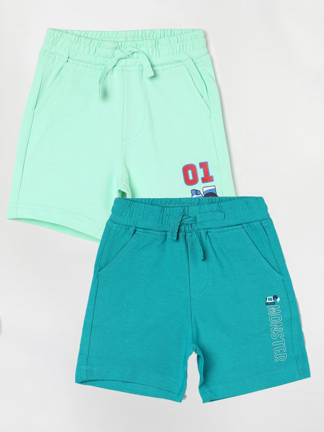 

Juniors by Lifestyle Boys Pack Of 2 Mid-Rise Cotton Shorts, Turquoise blue