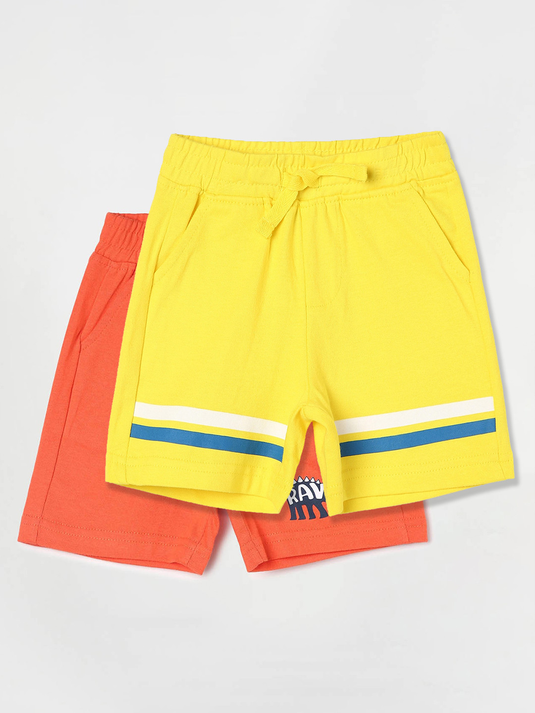 

Juniors by Lifestyle Boys Pack Of 2 Mid-Rise Cotton Shorts, Yellow