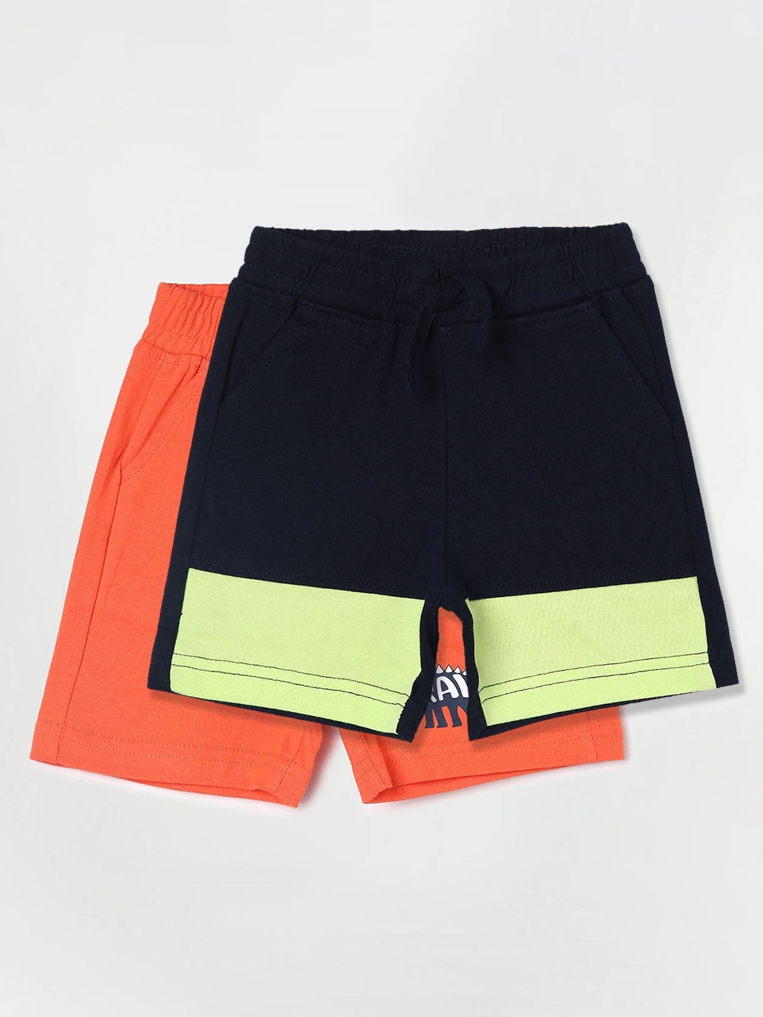 

Juniors by Lifestyle Boys Pack Of 2 Mid-Rise Cotton Shorts, Navy blue