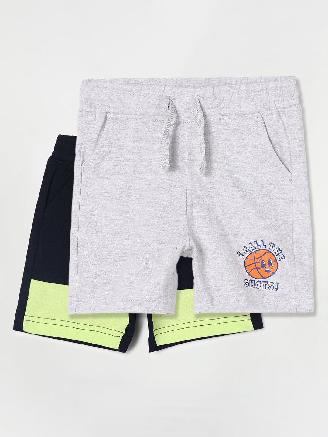 

Juniors by Lifestyle Boys Pack Of 2 Mid-Rise Cotton Shorts, Grey melange