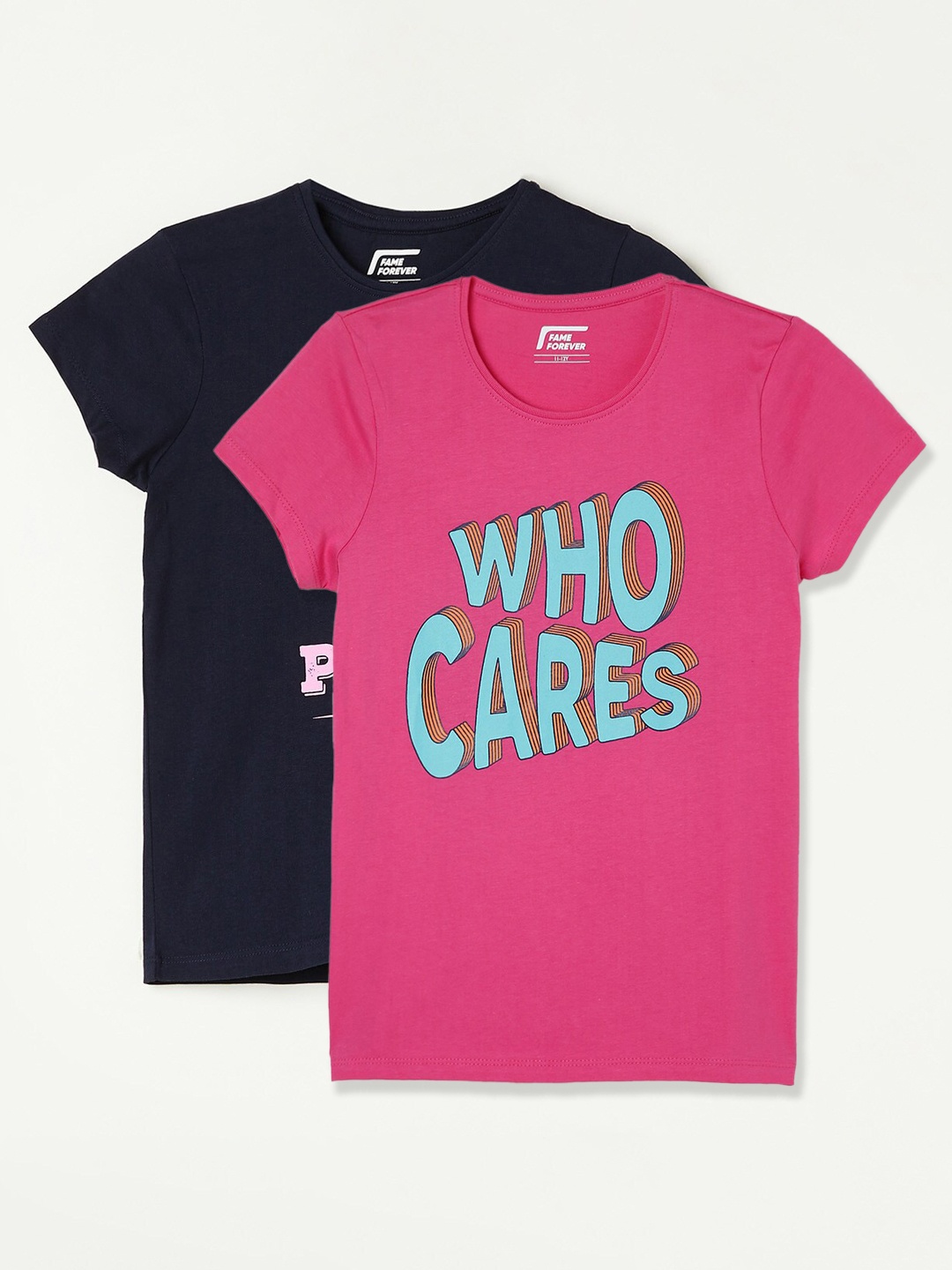 

Fame Forever by Lifestyle Girls Pack Of 2 Printed Cotton T-shirt, Pink
