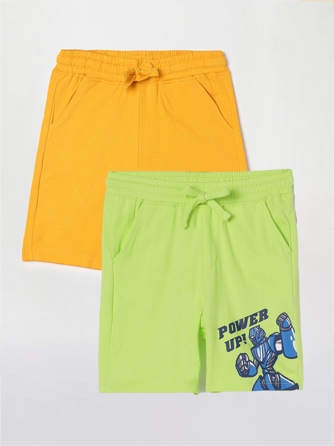 

Fame Forever by Lifestyle Boys Pack Of 2 Printed Mid-Rise Cotton Shorts, Green
