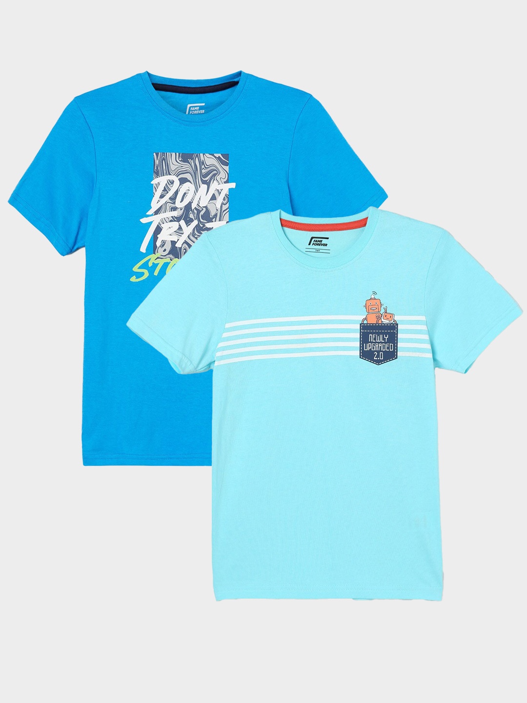 

Fame Forever by Lifestyle Boys Pack Of 2 Printed Cotton T-shirt, Blue