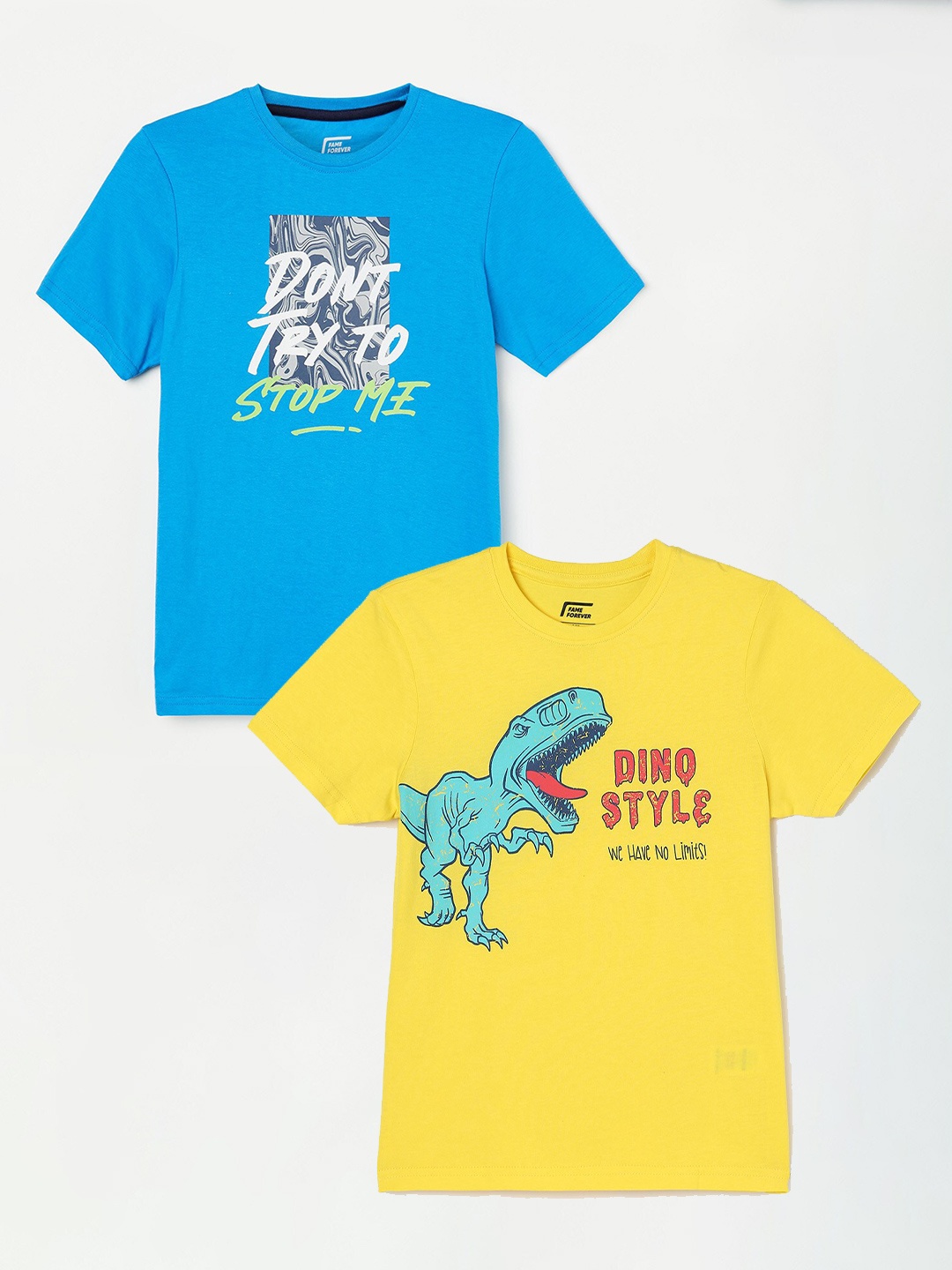 

Fame Forever by Lifestyle Boys Pack Of 2 Printed Cotton T-shirt, Blue