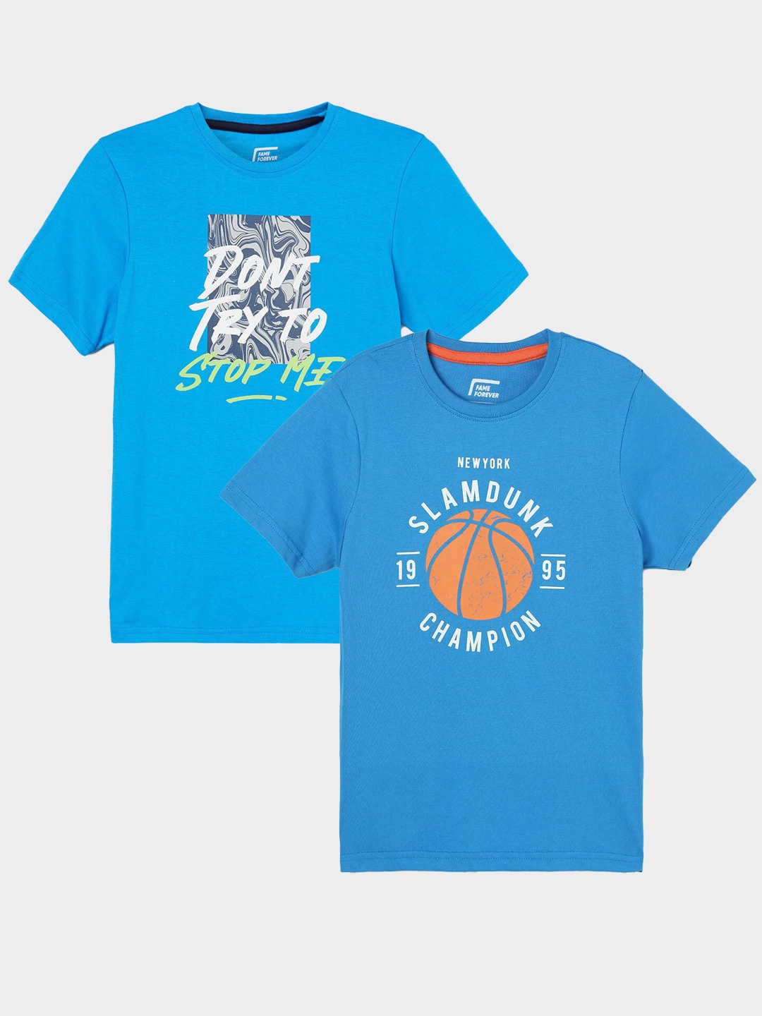 

Fame Forever by Lifestyle Boys Pack Of 2 Printed Cotton T-shirt, Blue