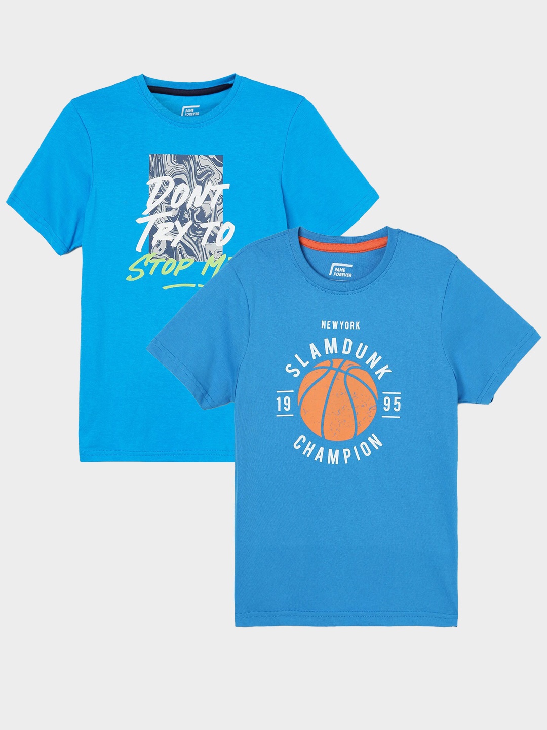 

Fame Forever by Lifestyle Boys Pack Of 2 Printed Cotton T-shirt, Blue