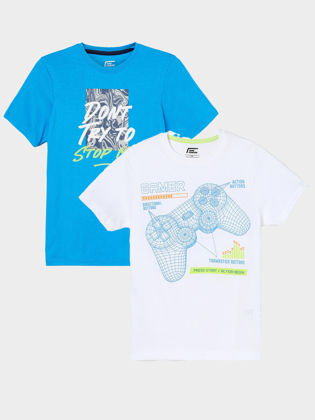 

Fame Forever by Lifestyle Boys Pack Of 2 Printed Cotton T-shirt, White
