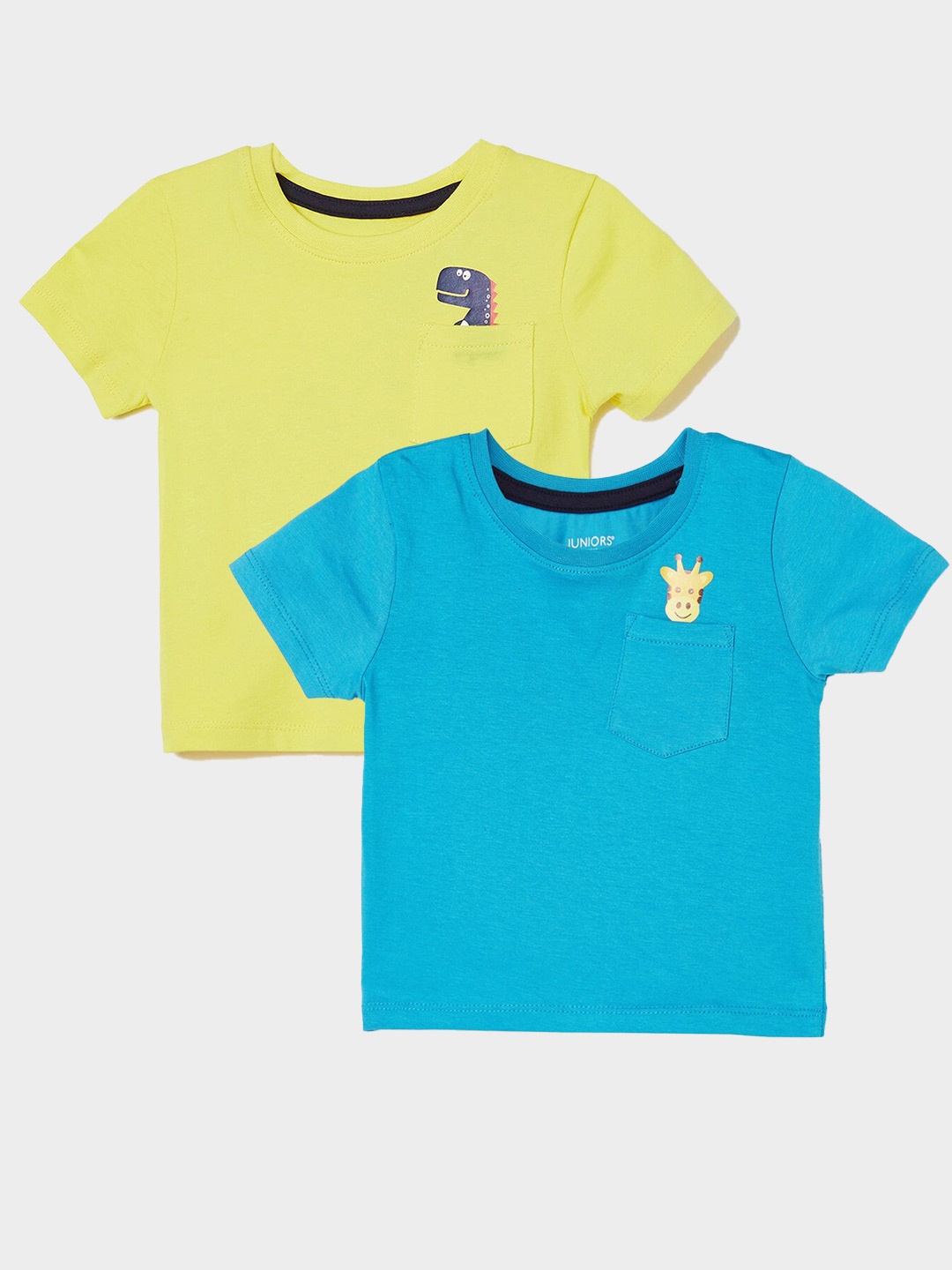 

Juniors by Lifestyle Boys Pack Of 2 Round Neck Pure Cotton T-shirt, Blue