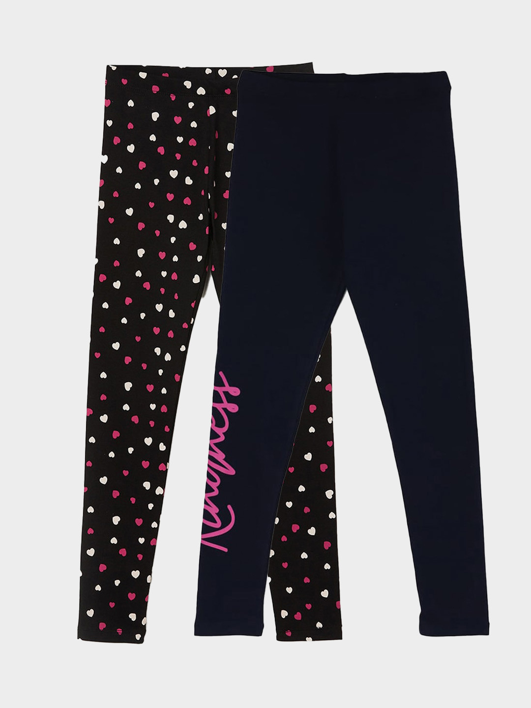 

Fame Forever by Lifestyle Girls Pack Of 2 Printed Cotton Leggings & Trousers, Navy blue