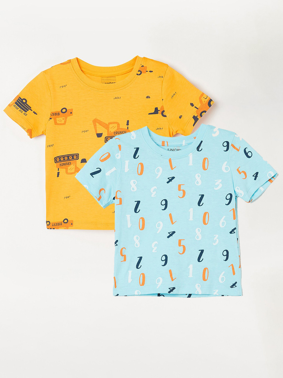 

Juniors by Lifestyle Pack Of 2 Boys Printed Round Neck Pure Cotton Casual T-Shirts, Blue
