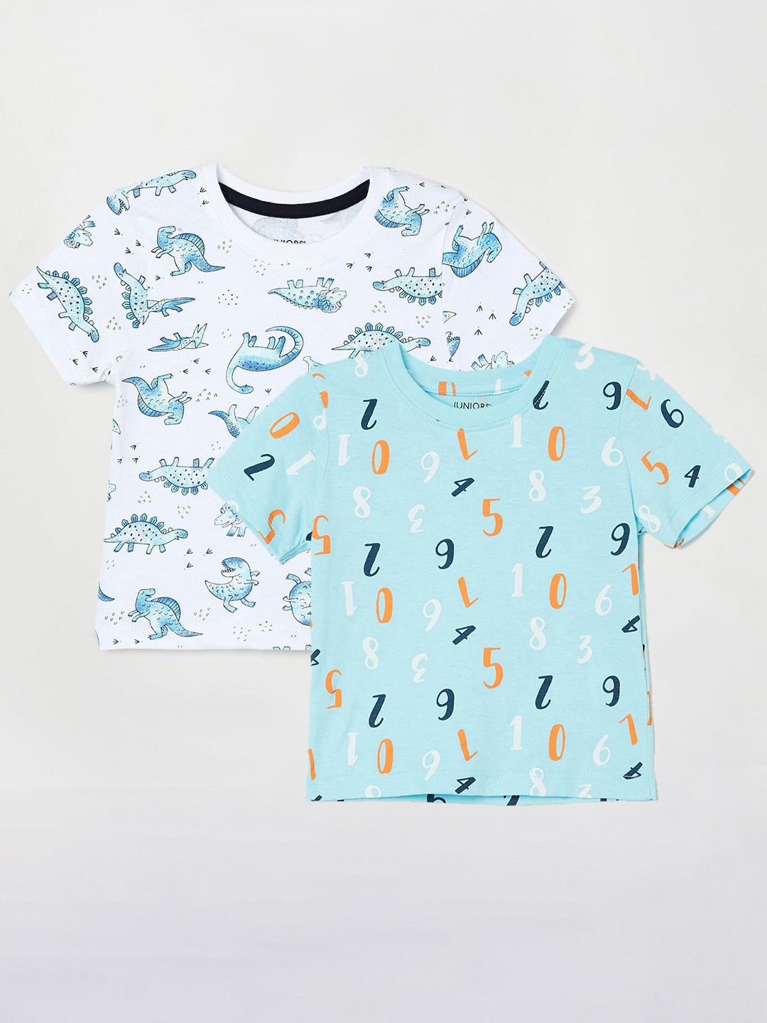 

Juniors by Lifestyle Boys Pack Of 2 Printed Round Neck Cotton Casual T-Shirts, Blue