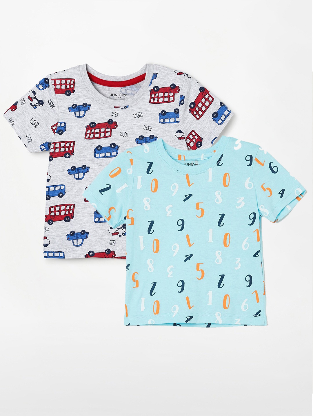 

Juniors by Lifestyle Boys Pack Of 2 Printed Round Neck Cotton Casual T-Shirts, Blue