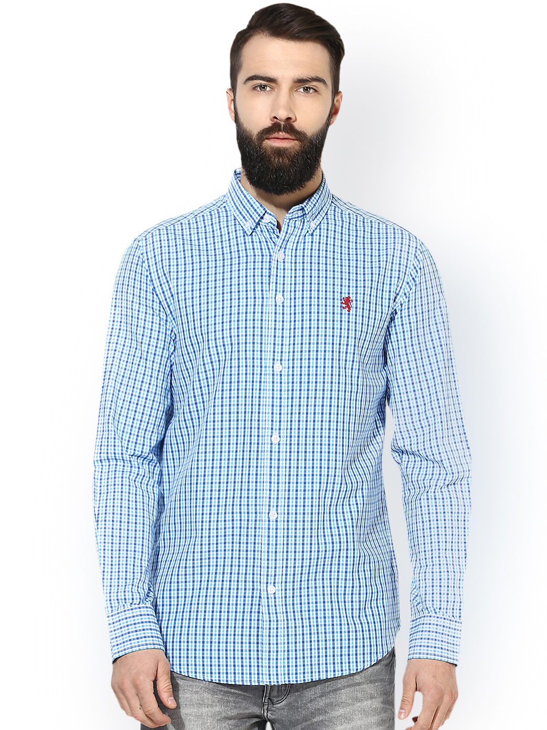 

Red Tape Men Blue Comfort Regular Fit Checked Casual Shirt
