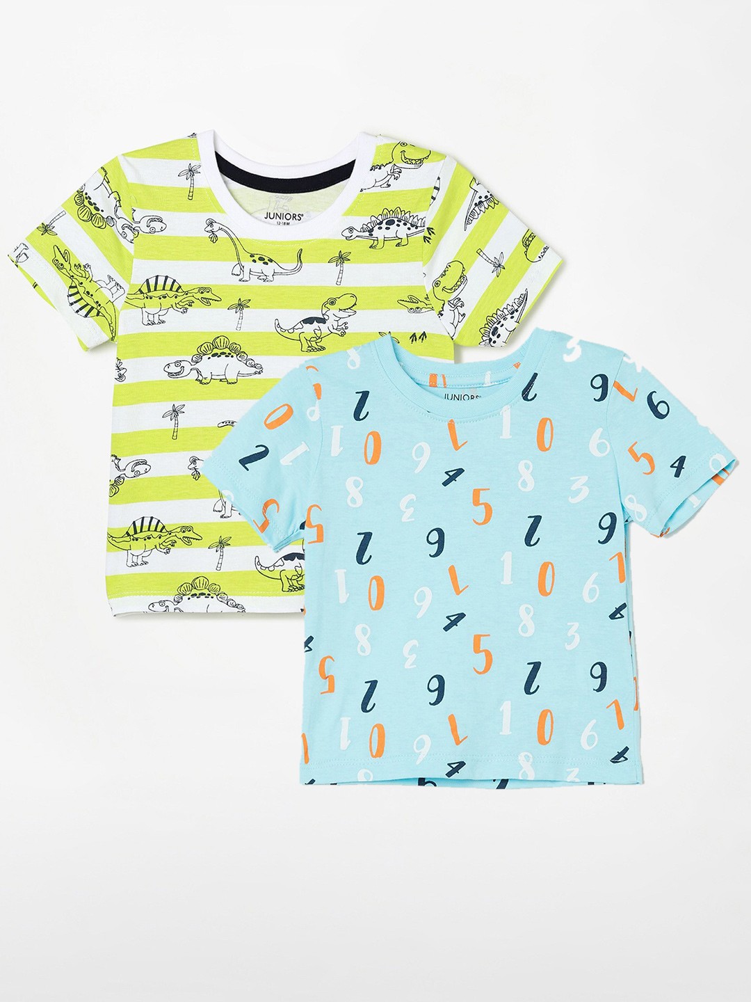 

Juniors by Lifestyle Boys Pack Of 2 Printed Round Neck Cotton Casual T-Shirts, Blue