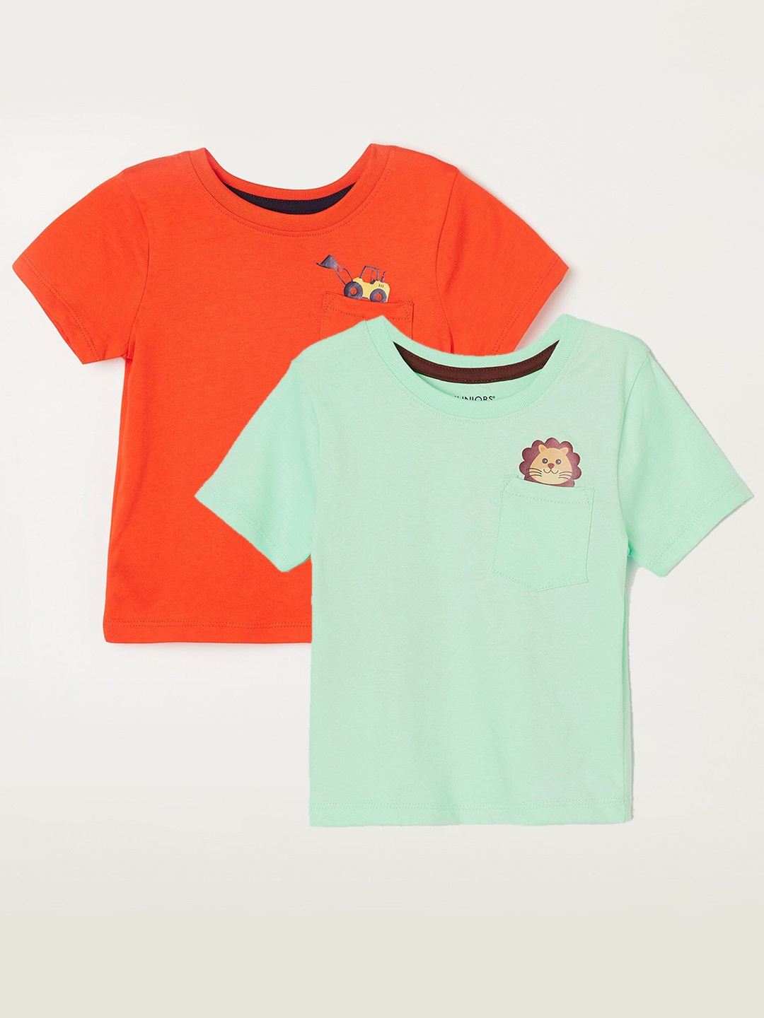 

Juniors by Lifestyle Boys Pack Of 2 Printed Cotton Casual T-Shirts, Sea green