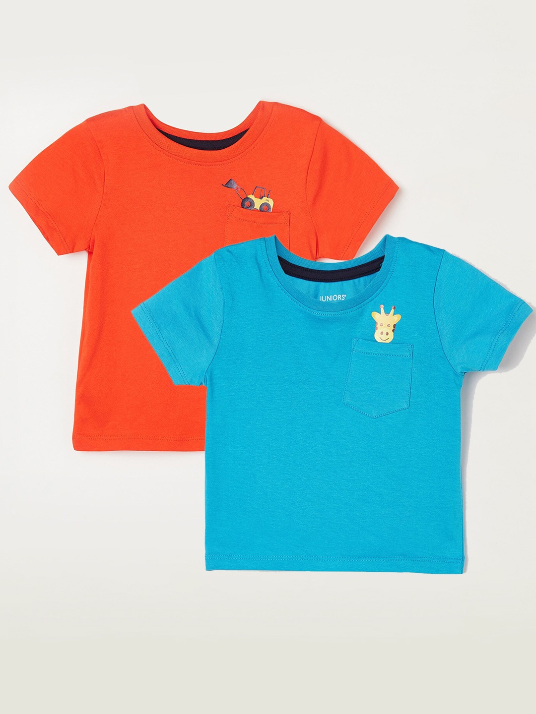 

Juniors by Lifestyle Boys Pack Of 2 Printed Pure Cotton Casual T-Shirts, Blue