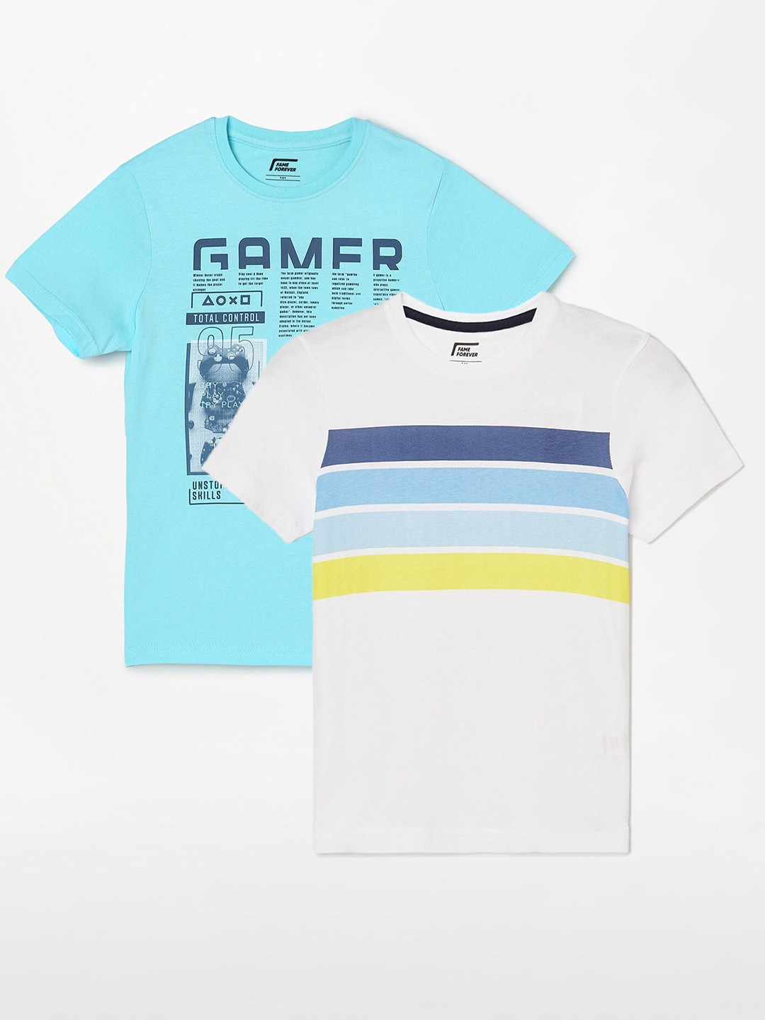 

Fame Forever by Lifestyle Boys Pack Of 2 Printed Round Neck Cotton Casual T-Shirts, White