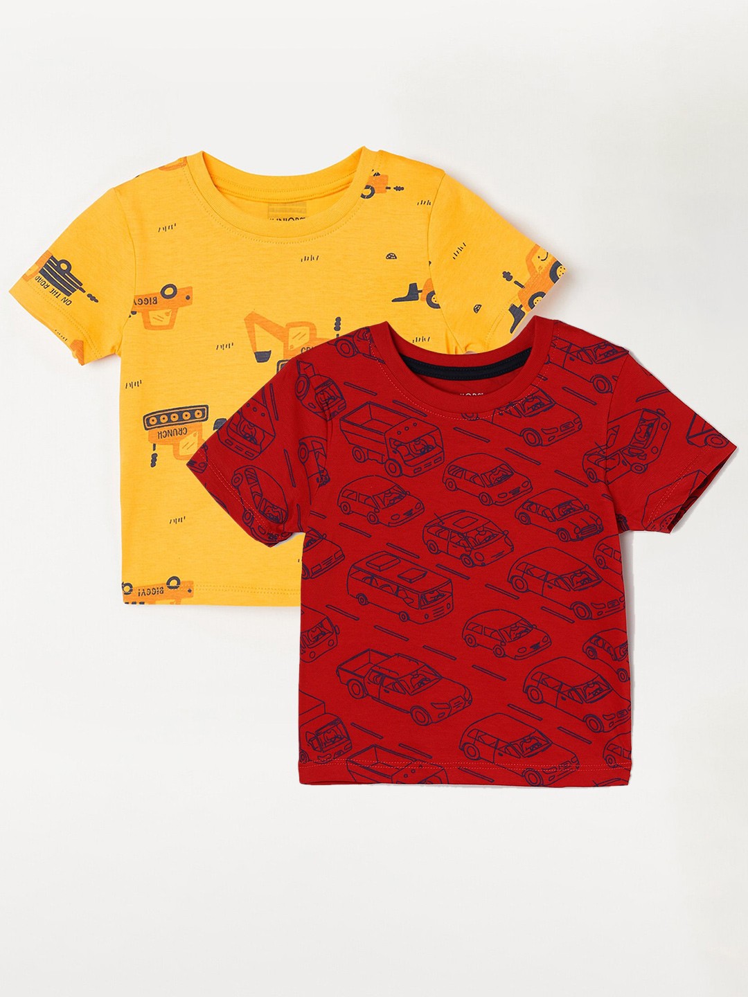 

Juniors by Lifestyle Boys Pack Of 2 Printed Round Neck Pure Cotton Casual T-Shirts, Red
