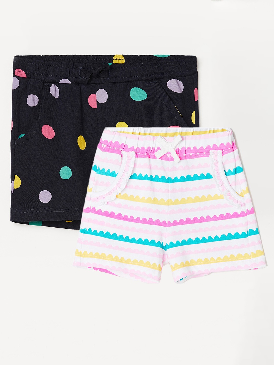 

Juniors by Lifestyle Girls Pack Of 2 Printed Mid-Rise Cotton Shorts, White