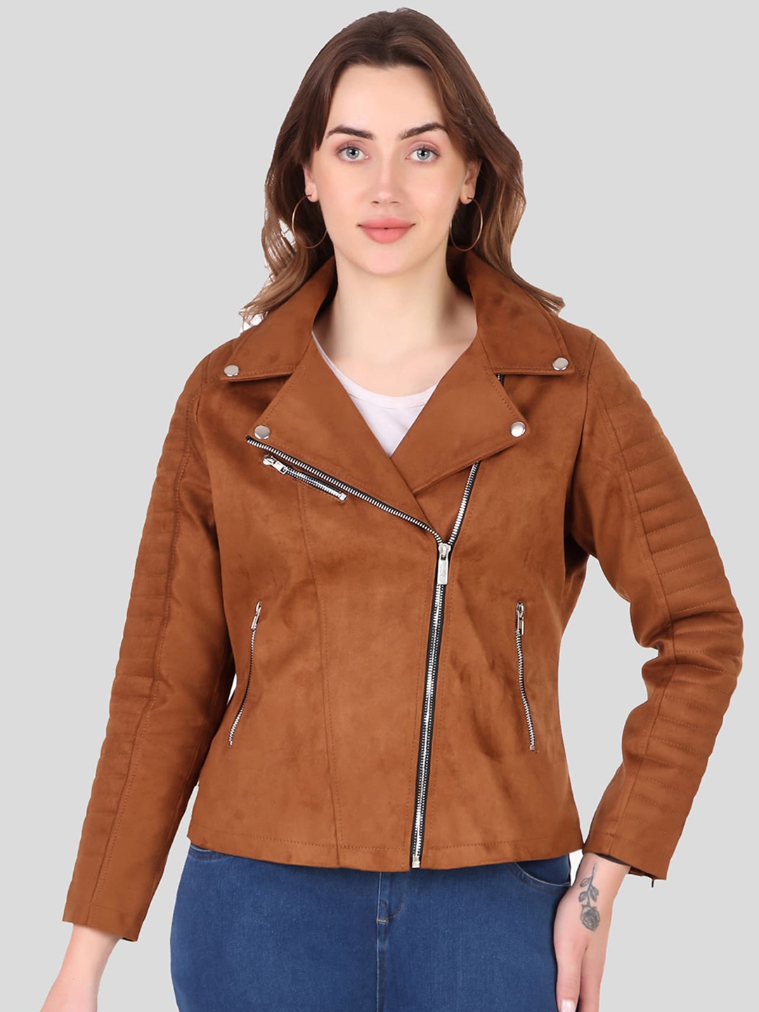 

Leather Retail Suede Lightweight Outdoor Biker Jacket, Brown