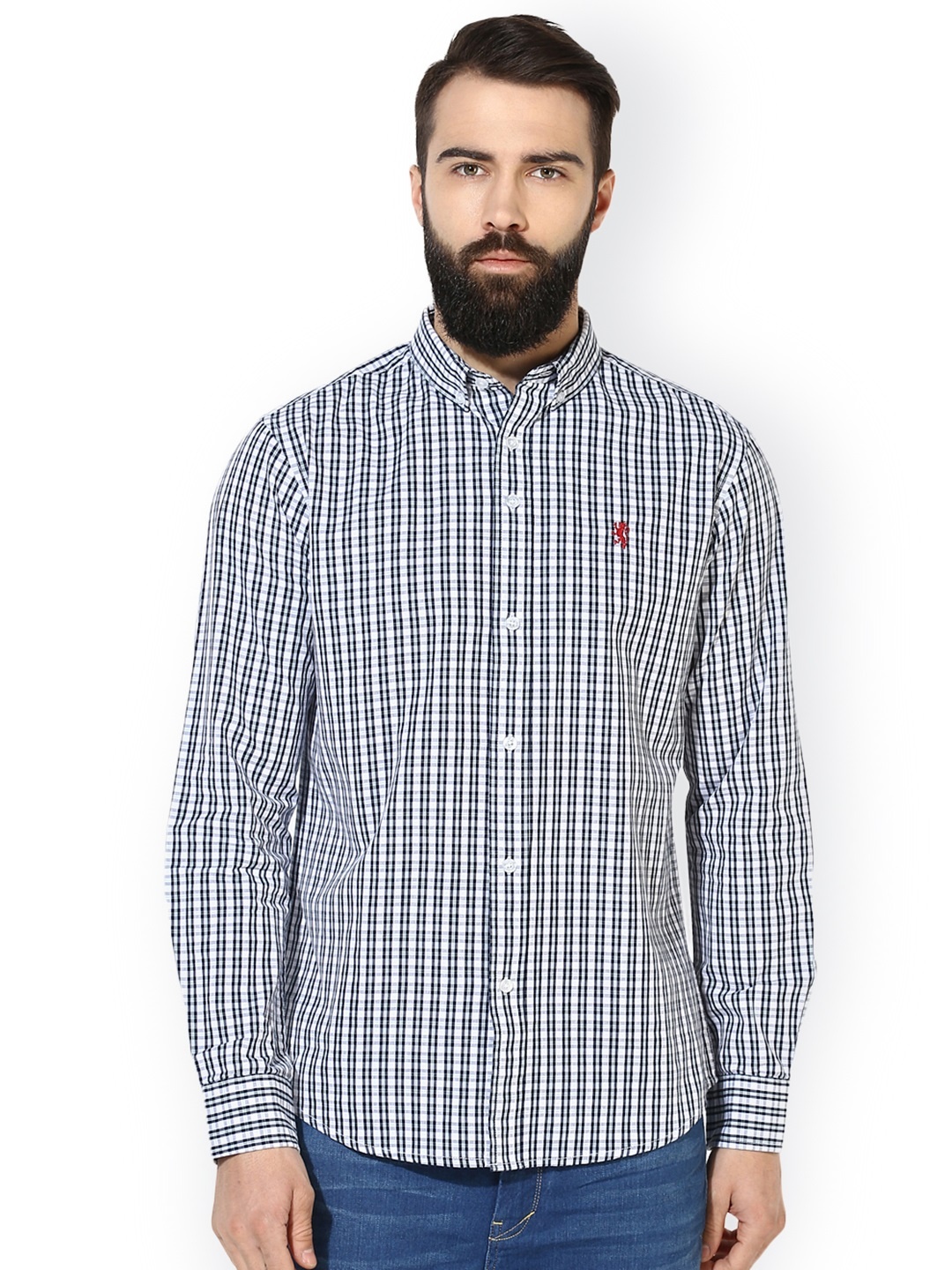 

Red Tape Men Black & White Regular Fit Checked Casual Shirt