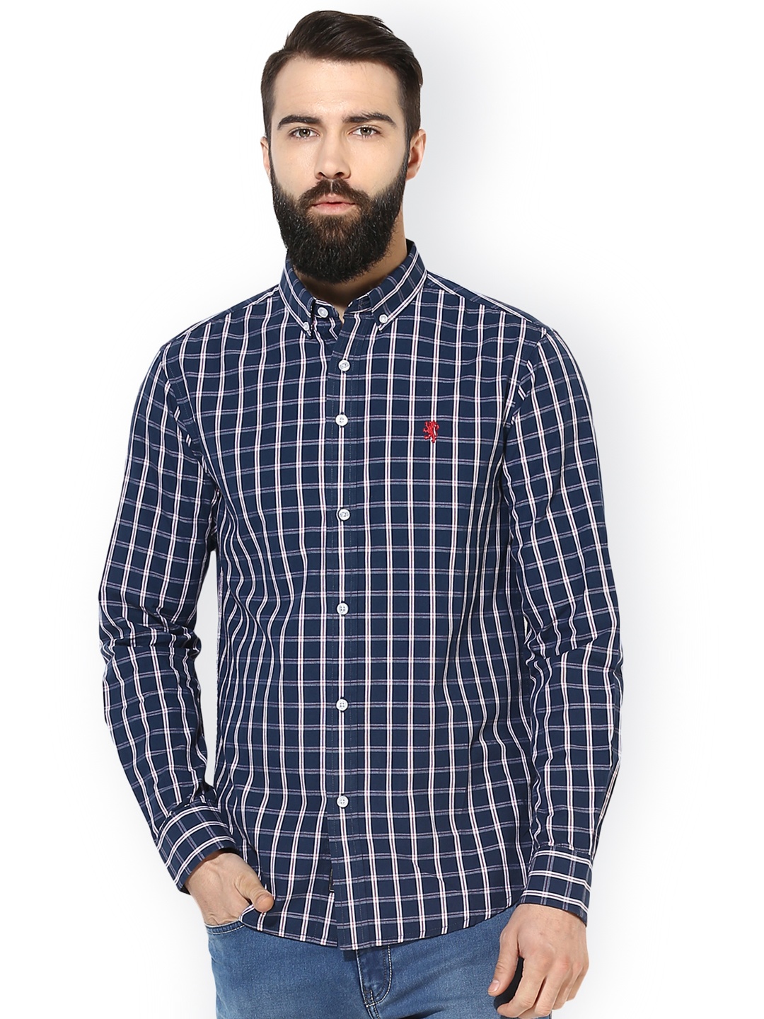 

Red Tape Men Blue Comfort Regular Fit Checked Casual Shirt