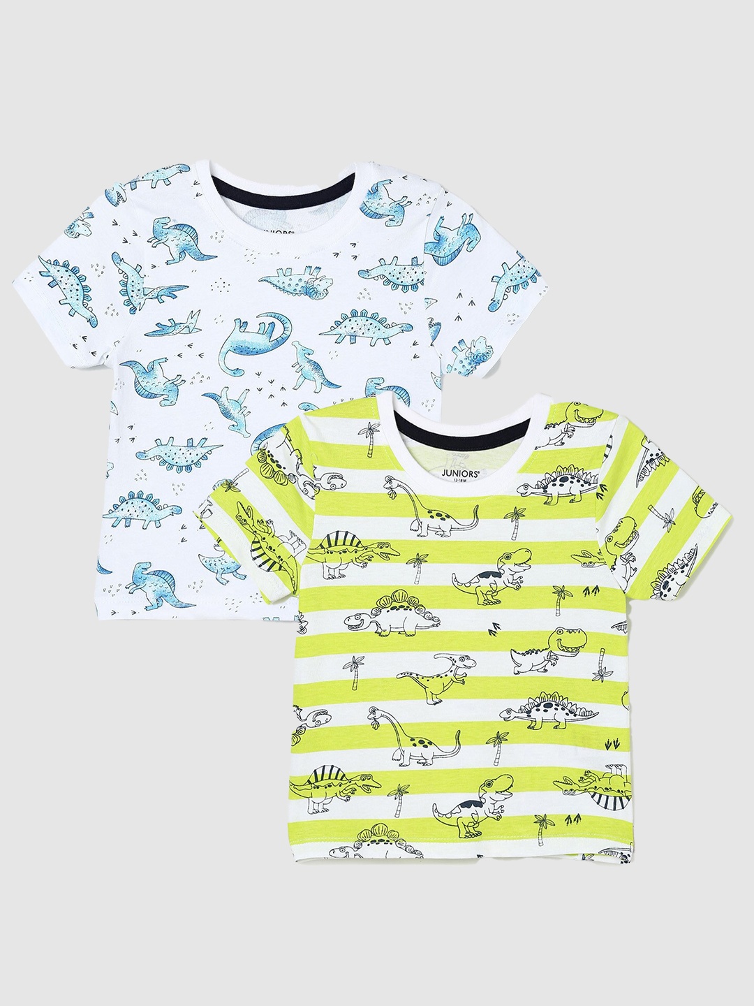 

Juniors by Lifestyle Boys Pack Of 2 Printed Cotton T-Shirts, White