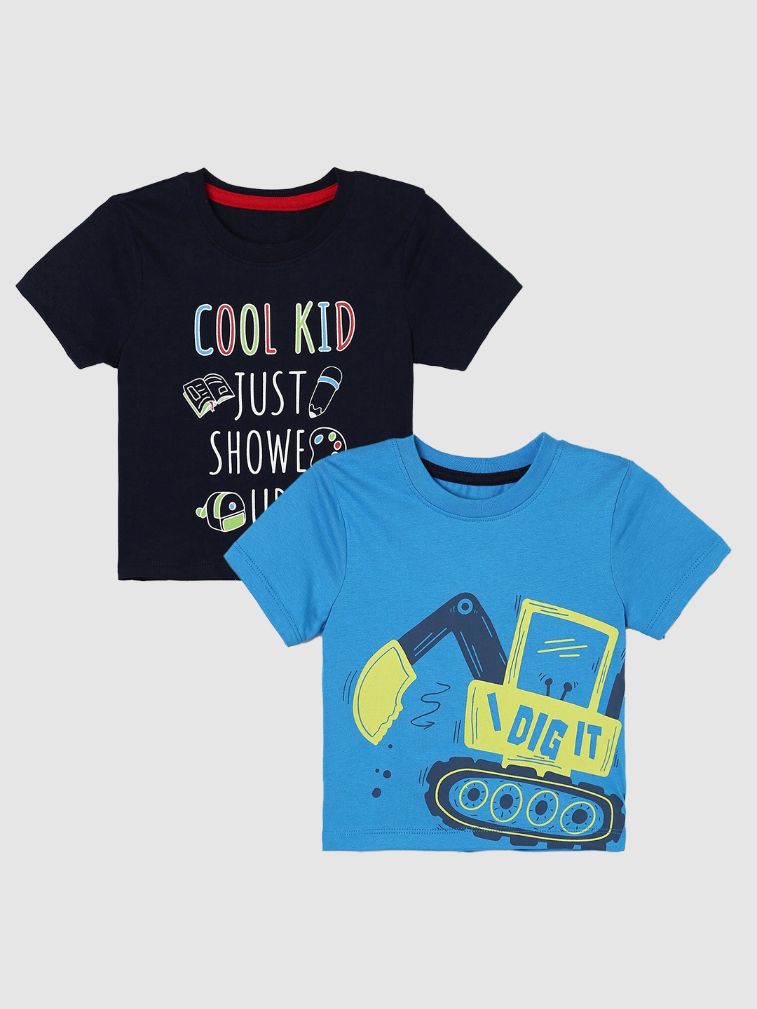 

Juniors by Lifestyle Boys Pack Of 2 Printed Cotton T-Shirts, Blue