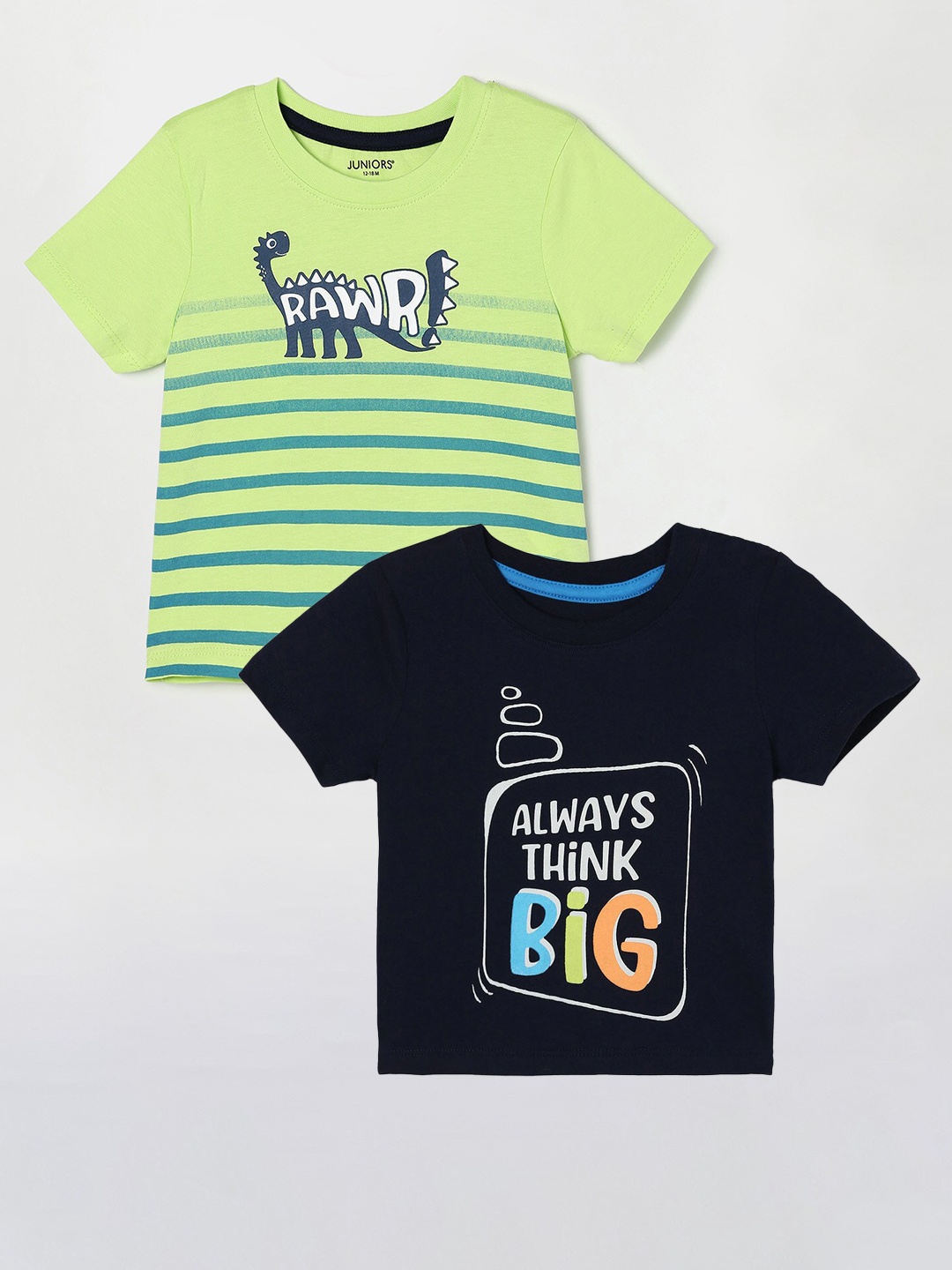 

Juniors by Lifestyle Boys Pack Of 2 Printed Cotton T-Shirts, Navy blue
