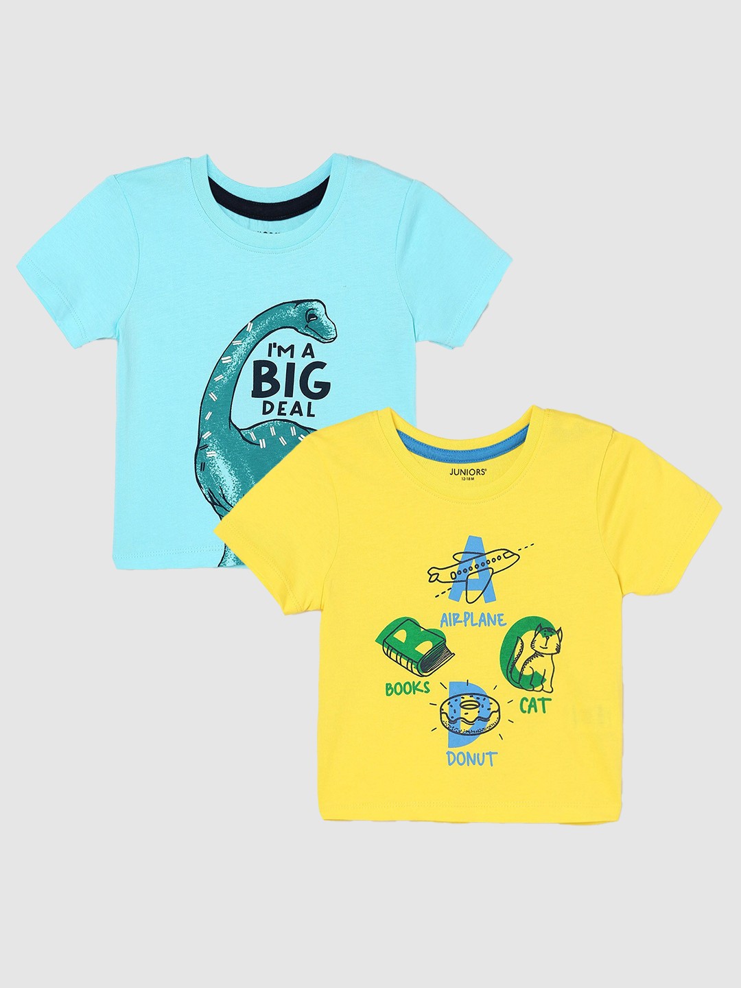 

Juniors by Lifestyle Boys Pack Of 2 Printed Cotton T-Shirts, Yellow