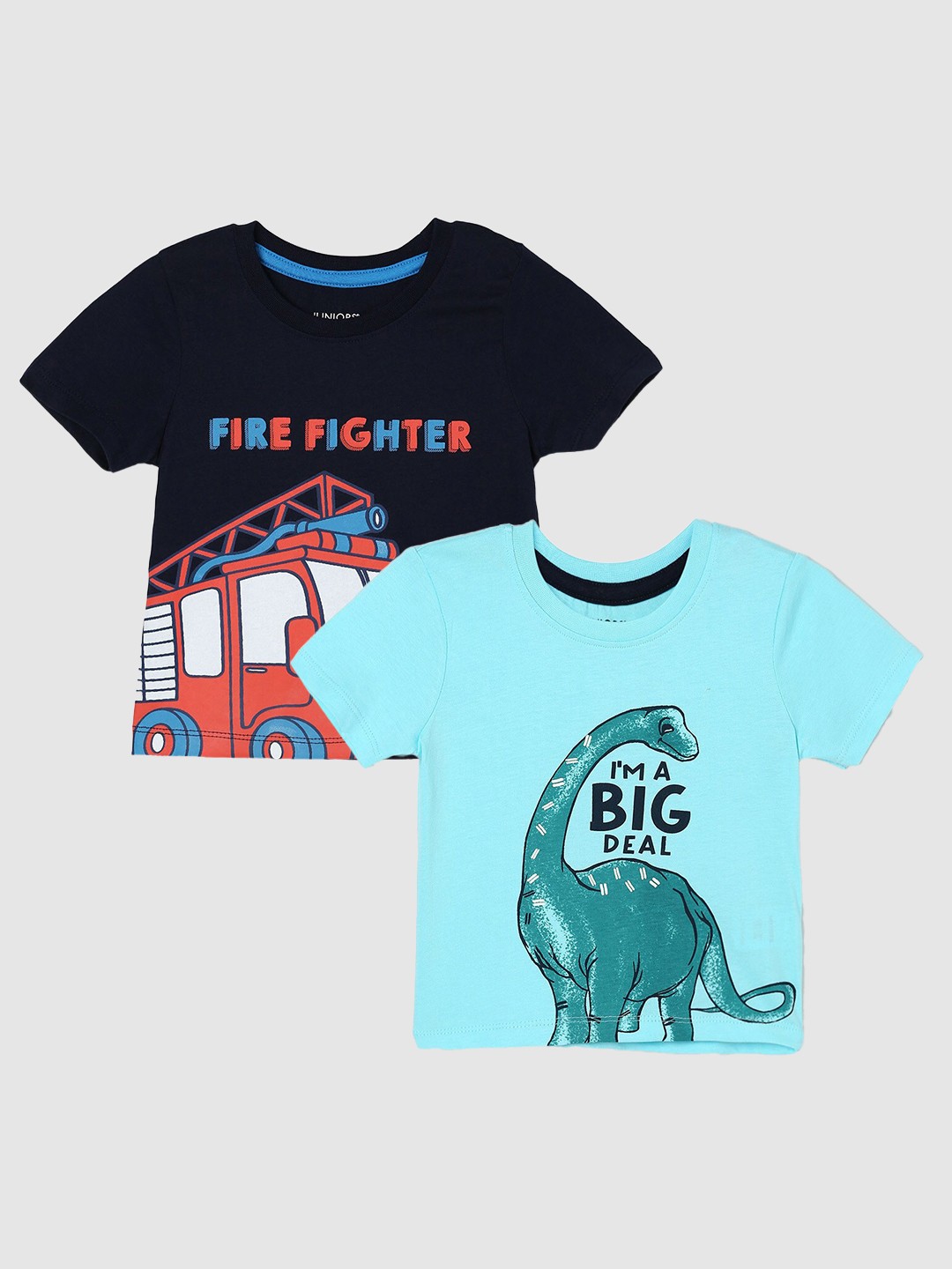

Juniors by Lifestyle Boys Pack Of 2 Graphic Printed Cotton T-Shirts, Blue