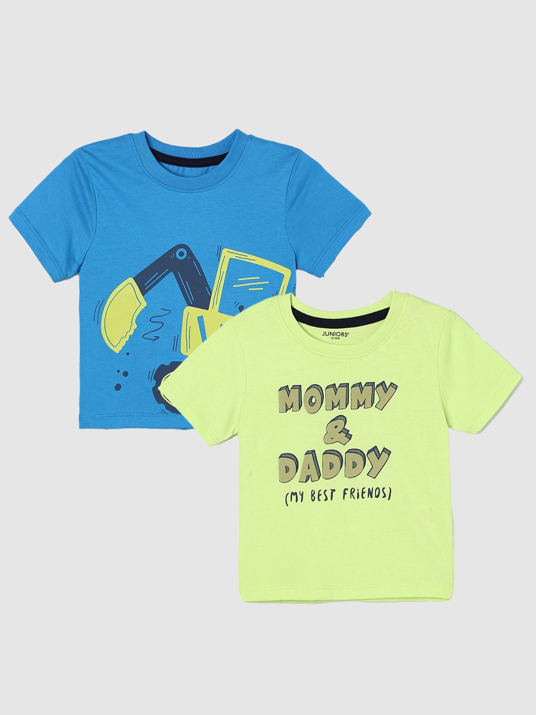

Juniors by Lifestyle Boys Pack Of 2 Printed Cotton T-Shirt, Lime green