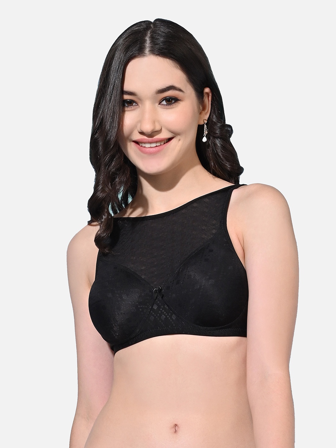 

FIMS Full Coverage Lightly Padded All Day Comfort Seamless Everyday Bra, Black