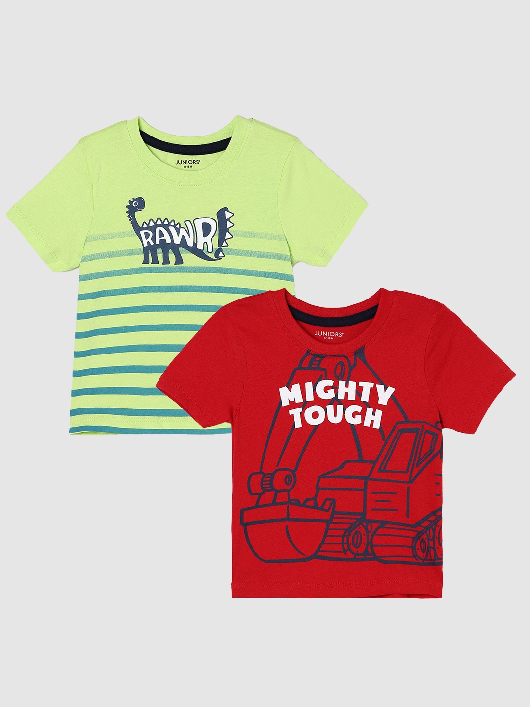 

Juniors by Lifestyle Boys Pack Of 2 Printed Cotton T-Shirts, Red