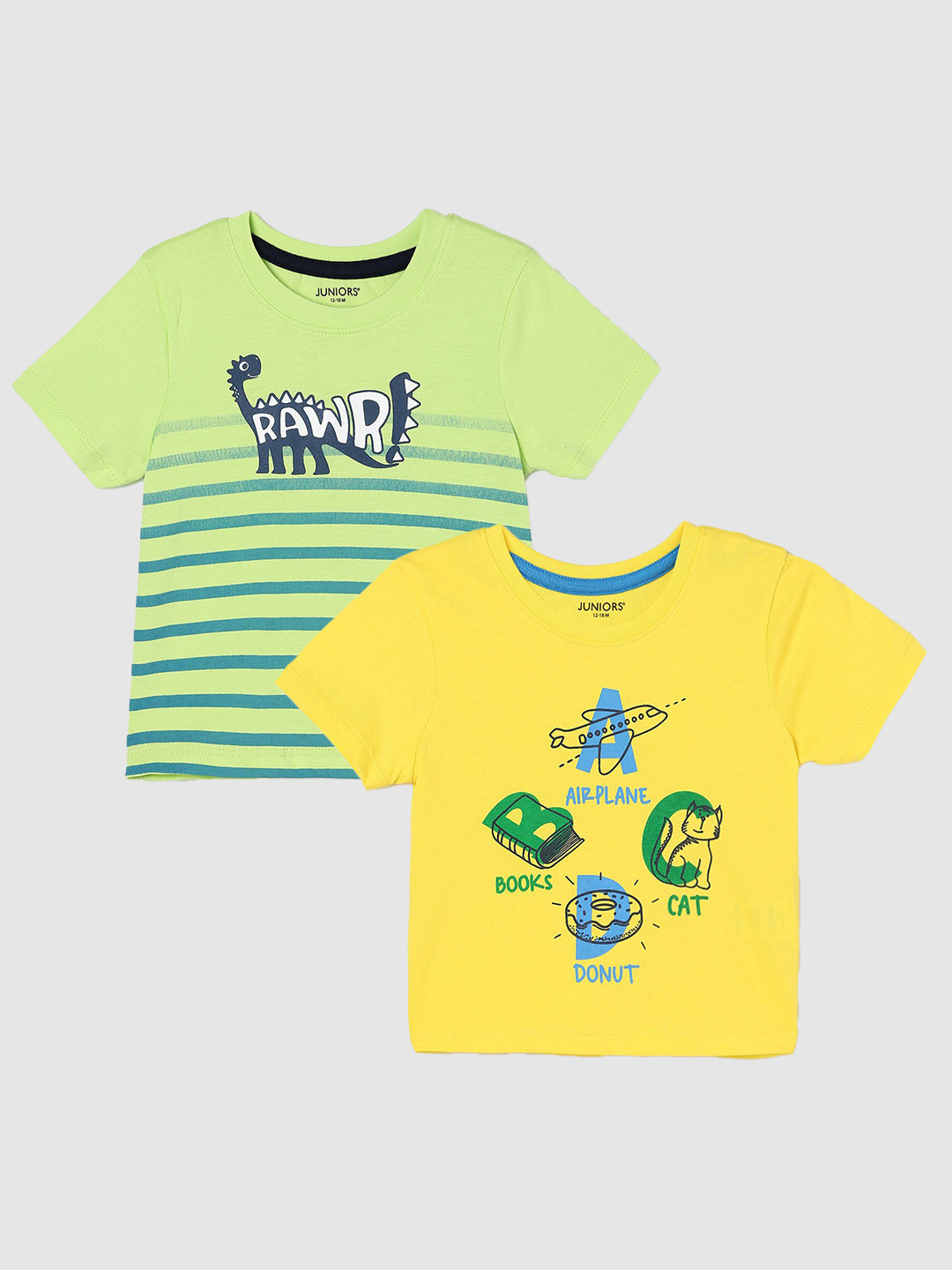 

Juniors by Lifestyle Boys Pack Of 2 Printed Cotton T-Shirts, Yellow