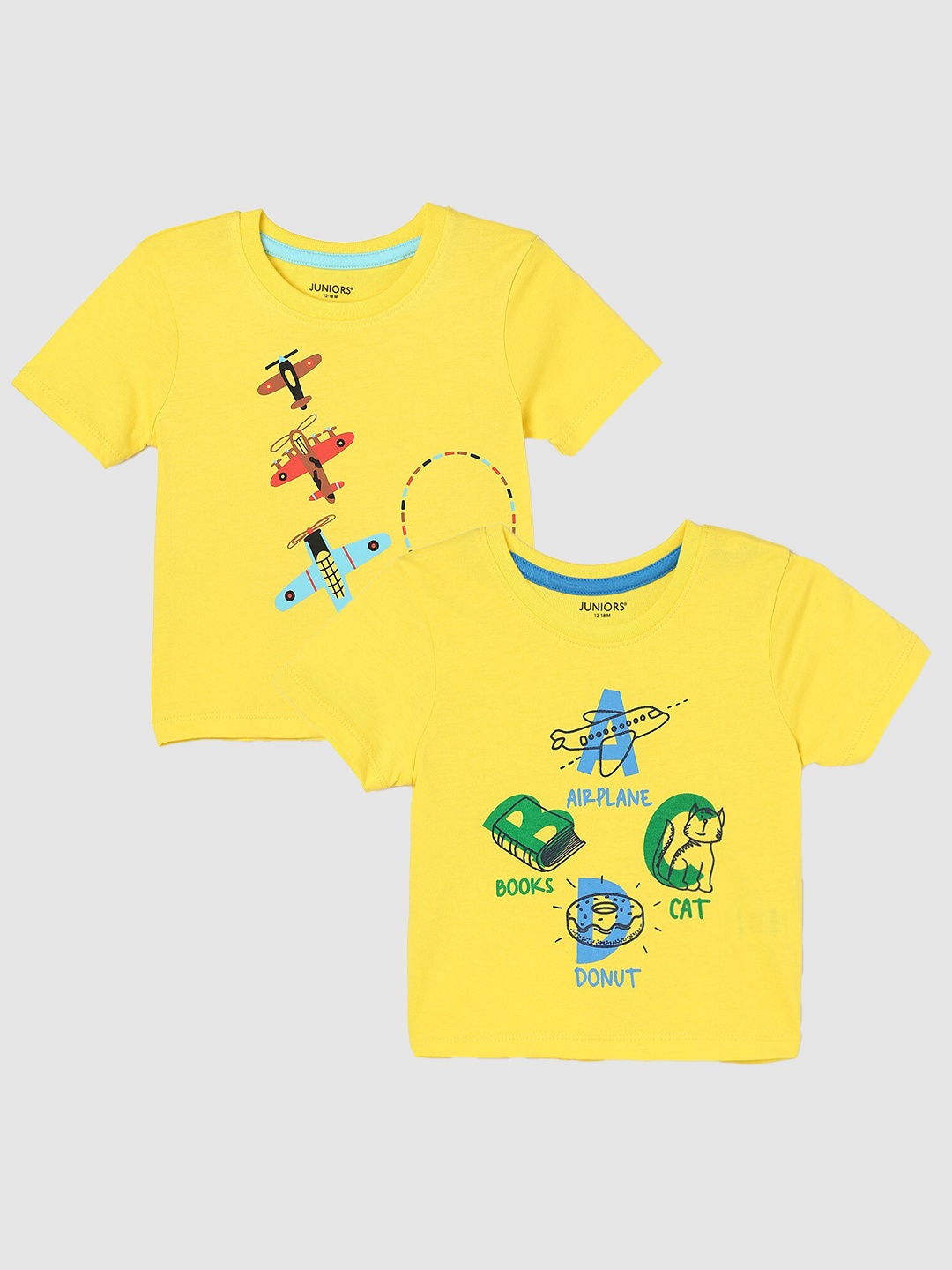 

Juniors by Lifestyle Boys Pack Of 2 Printed Cotton T-Shirts, Yellow