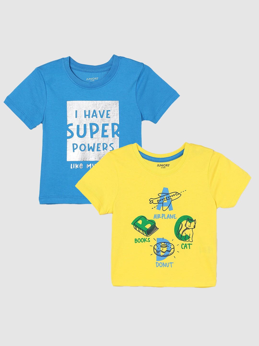

Juniors by Lifestyle Boys Pack Of 2 Typography Printed Cotton T-Shirts, Yellow