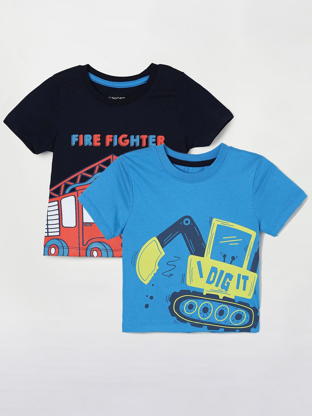 

Juniors by Lifestyle Boys Pack Of 2 Printed Cotton T-Shirts, Navy blue