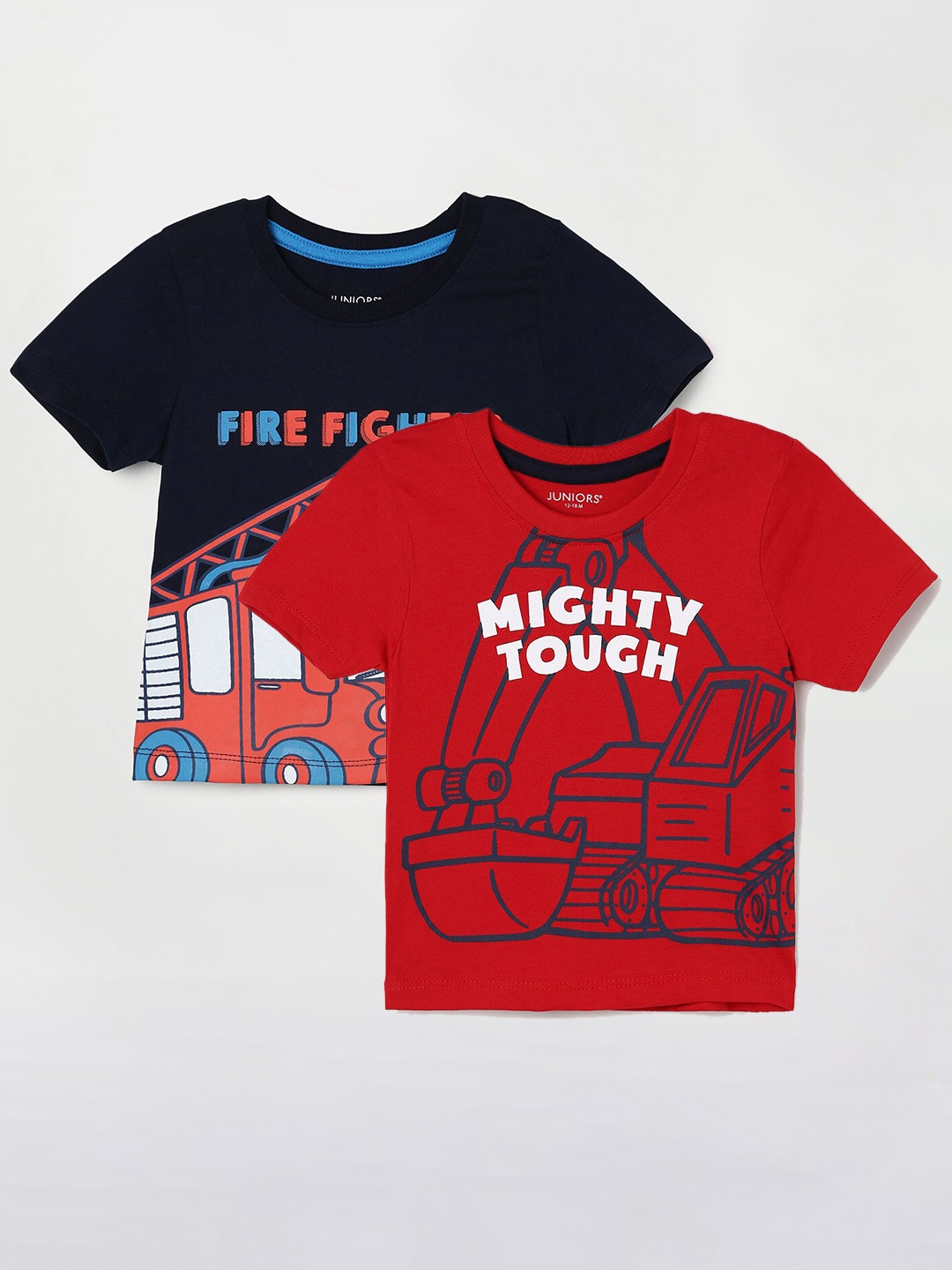 

Juniors by Lifestyle Boys Pack Of 2 Printed Cotton T-Shirts, Navy blue